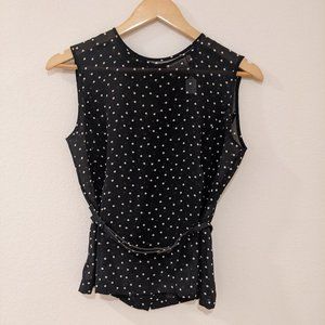 Vintage Marella Polka Dotted Sleeveless Blouse w/ Belt